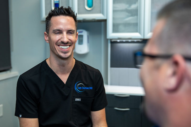 Dr. chambers with dental patient